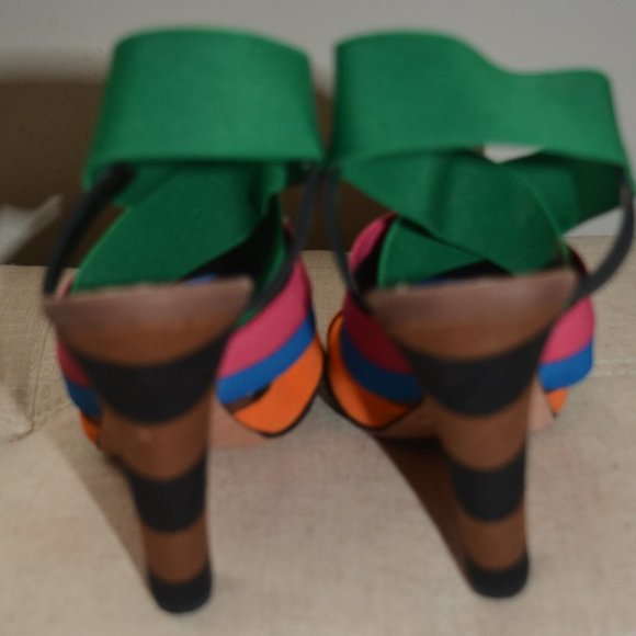 Prada Rainbow Multicolor Elastic Sandals Heels - Picture 6 of 8